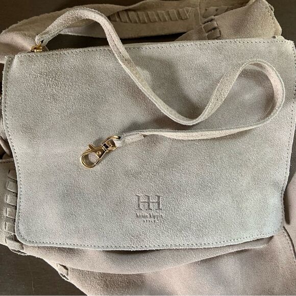 HAUTE HIPPIE Festival Hobo Suede Leather Bag Set Taupe - Picture 7 of 16